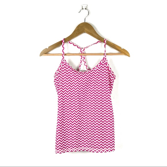 GAP Tops - Gap Body Chevron Print Pink/ White Tank Top